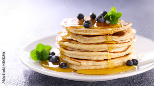stack of pancakes and blueberry