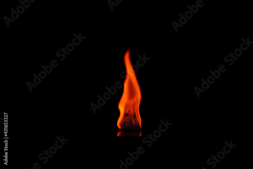 The flame on the black background