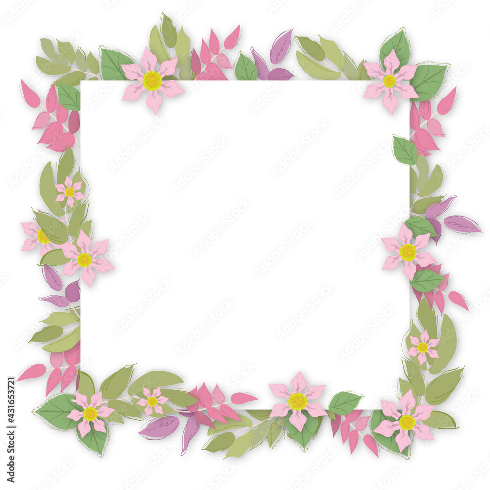 frame of flowers, illustration