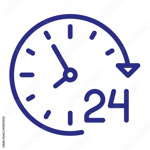 service day 24 hour single isolated icon with outline style