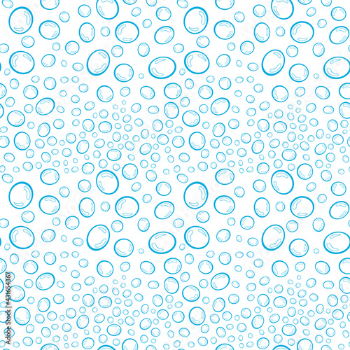 Bubbles surface pattern design. Geometric ocean seamless pattern. Doodle sea endless texture. Marine boundless background. Nautical undersea repeating tile. Abstract editable flat aquatic background