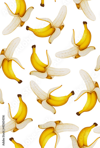 Peeled Banana seamless pattern. Wrapping paper, gift card, poster, banner design. Home decor, modern textile print. illustration