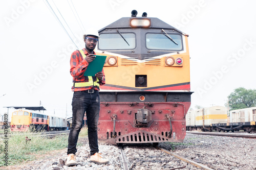 African engineer control and check report of the train on railway