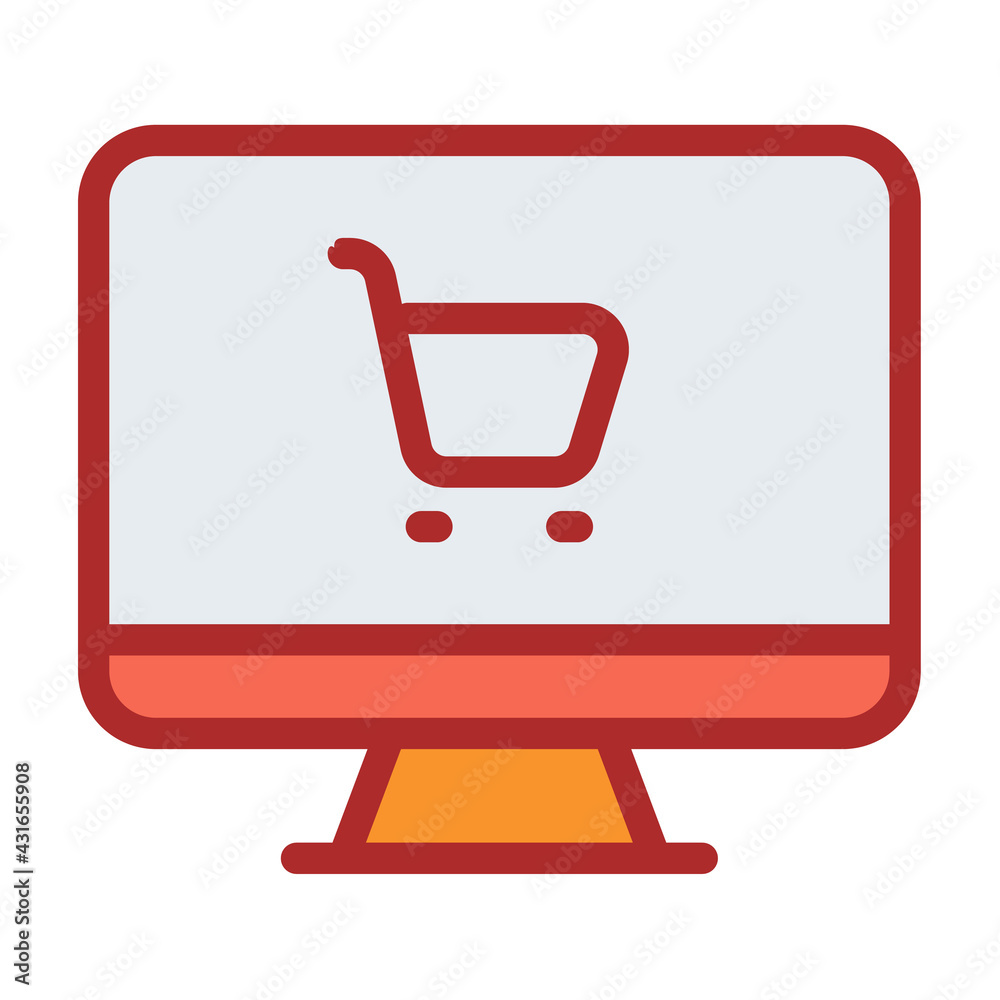 desktop cart shop online single isolated icon with filled line style desktop cart shop online single isolated icon with filled line style