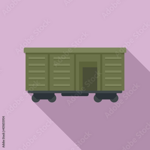Illegal immigrants wagon icon, flat style