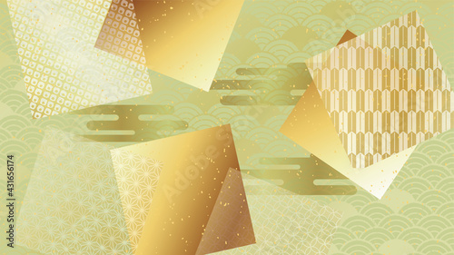 緑色の和風パターン