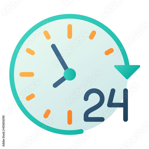 service day 24 hour single isolated icon with smooth style