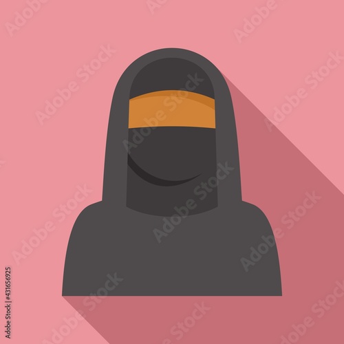 Immigrant muslim woman icon, flat style