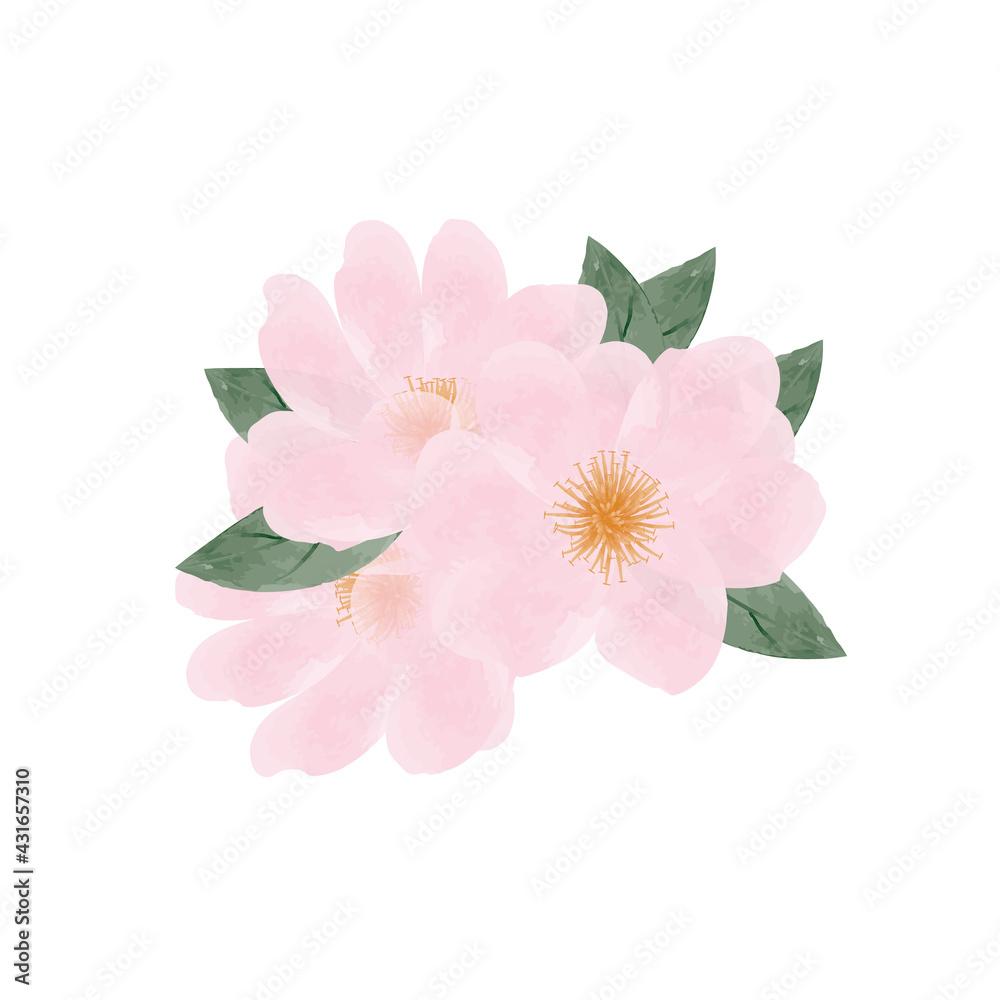 Fototapeta premium Artistic watercolor of pink roses blossoms in summer