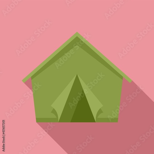 Refugees tent icon, flat style