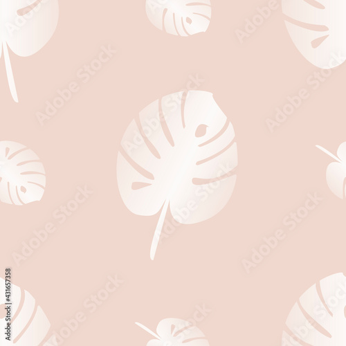 Seamless Pattern with leaves on pink background