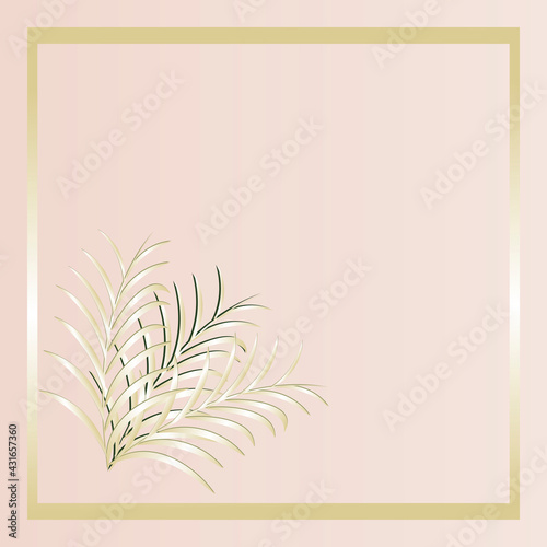 Card with leaves on pink background