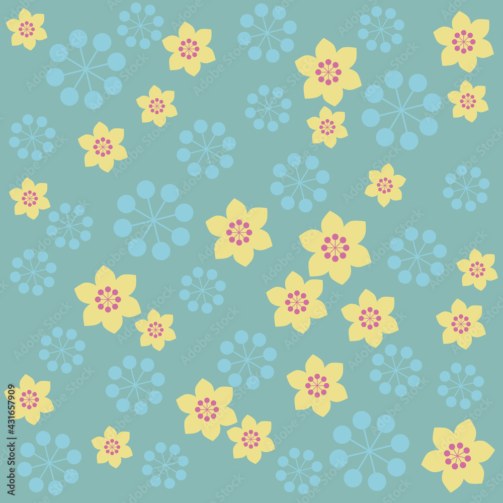 Retro color sakura flower background