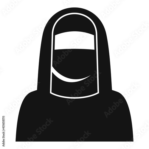 Immigrant muslim woman icon, simple style