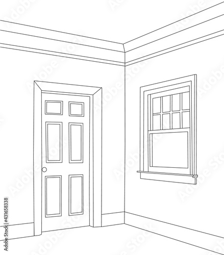 sketch interior door and window