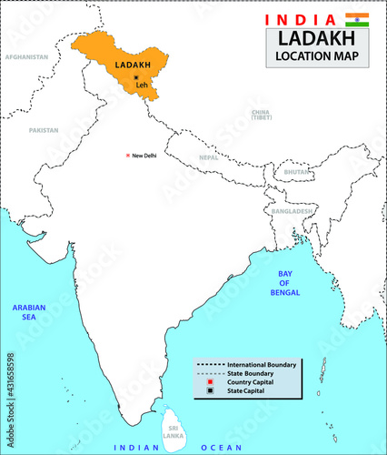 Location map of Ladakh.
Neighboring countries in Ladakh.
Ladakh border in India map.