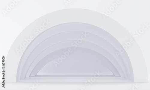 White abstract background with corridor arches. 3d rendering