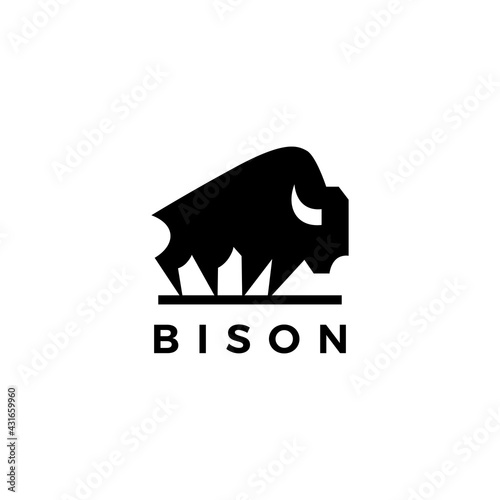 Fotografia bison american buffalo logo vector icon illustration