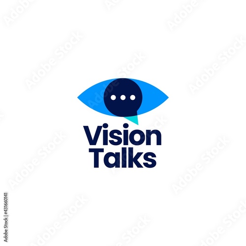 vision talk eye chat logo vector icon illustration