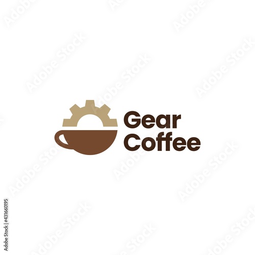 coffee gear cogs logo vector icon illustration