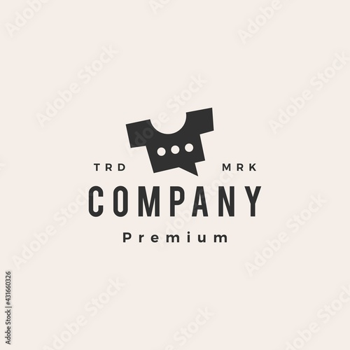 tee t shirt talk chat hipster vintage logo vector icon illustration