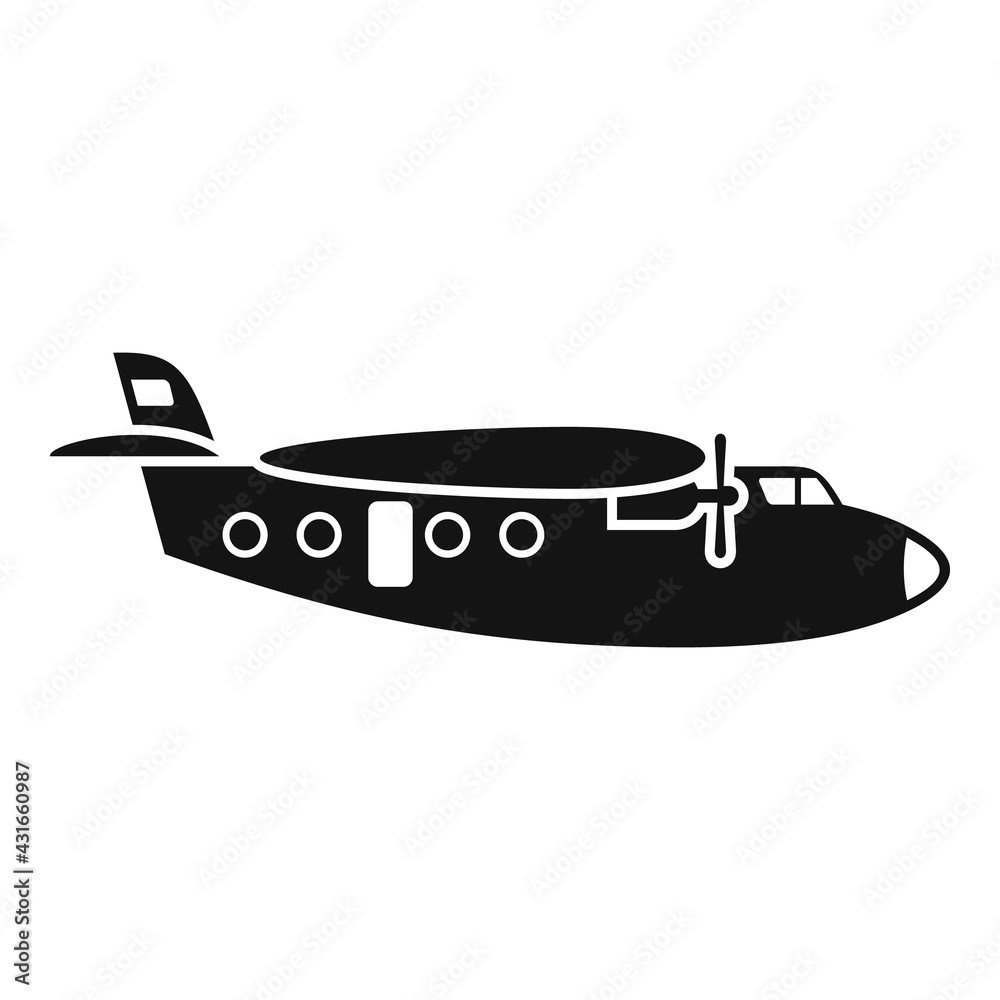 Parachuting airplane icon, simple style