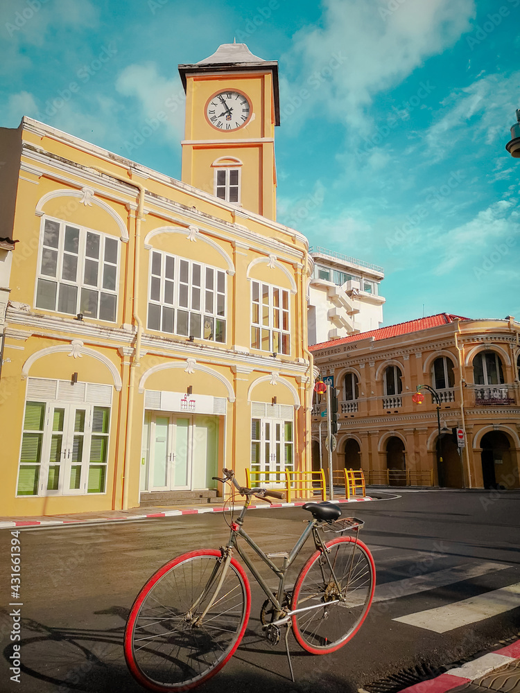 Fototapeta premium A view of clock tower at Phuket old town - V.1