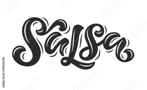 Salsa lettering vector illustration for logo design, banners, tags and announcements. Hand-drawn calligraphy on white background.