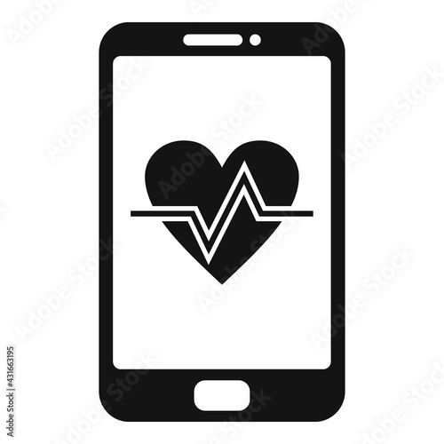 Heart rate smartphone icon, simple style