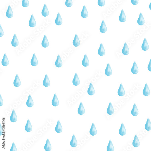 Watercolor rainy pattern on white background
