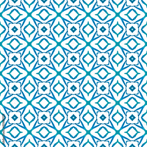Hand painted tiled watercolor border. Blue cool