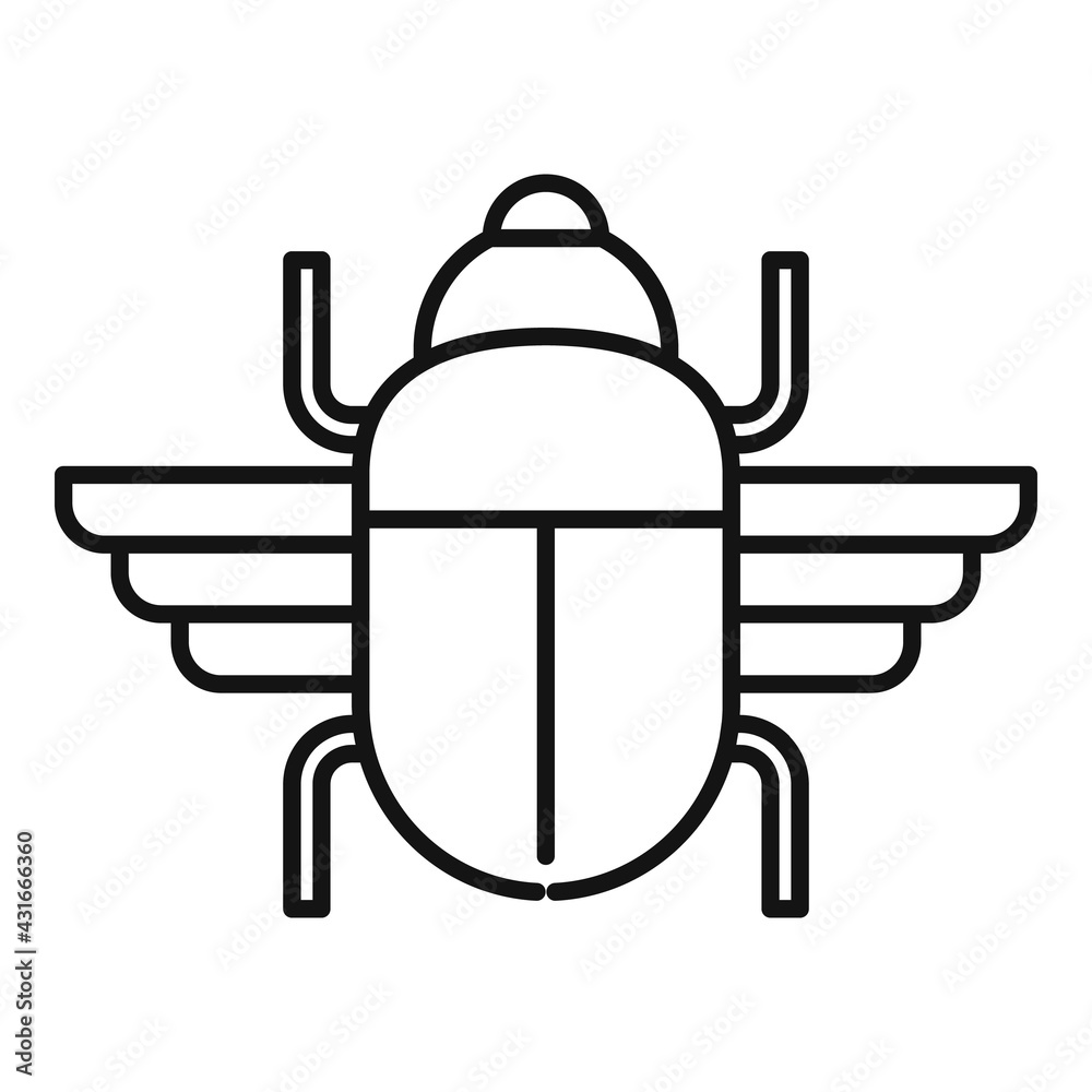 Ancient scarab beetle icon, outline style Ancient scarab beetle icon, outline style