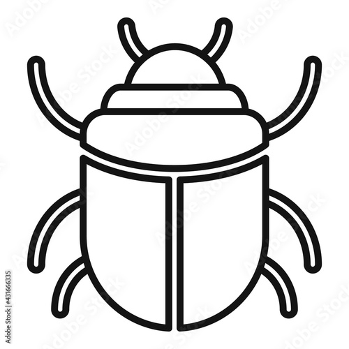 Scarab beetle amulet icon, outline style