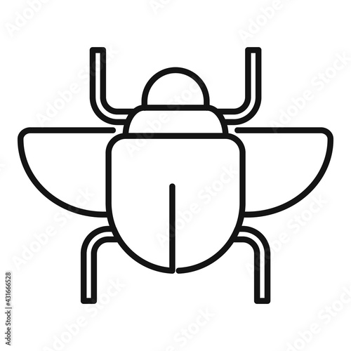 Gold scarab beetle icon, outline style