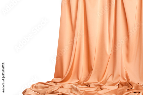 Beautiful delicate peach silk isolated on white