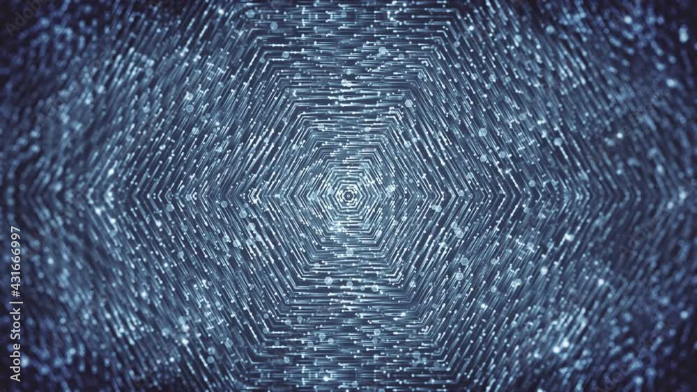 Dark Blue Hexagonal Abstract Background. Moving shapes, lines and particles. Looped video. Dark Blue Hexagonal Abstract Background. Moving shapes, lines and particles. Looped video.
