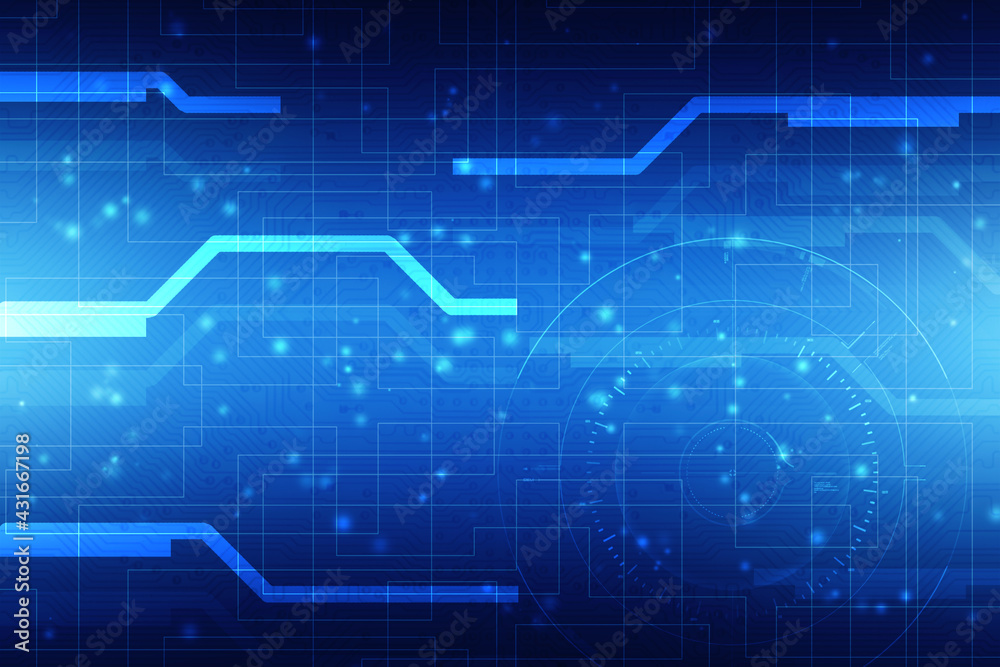 2d illustration Abstract futuristic electronic circuit technology background 2d illustration Abstract futuristic electronic circuit technology background