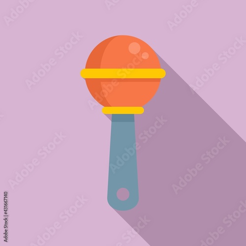 Rattle toy icon, flat style