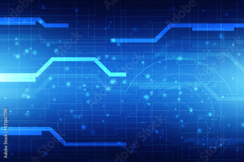 2d illustration Abstract futuristic electronic circuit technology background