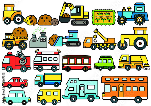 乗り物　働く車　イラスト　素材　セット（その３）