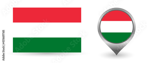Free Download Vector flag Hungary. Location point with flag hungarian inside. - GFXLoad