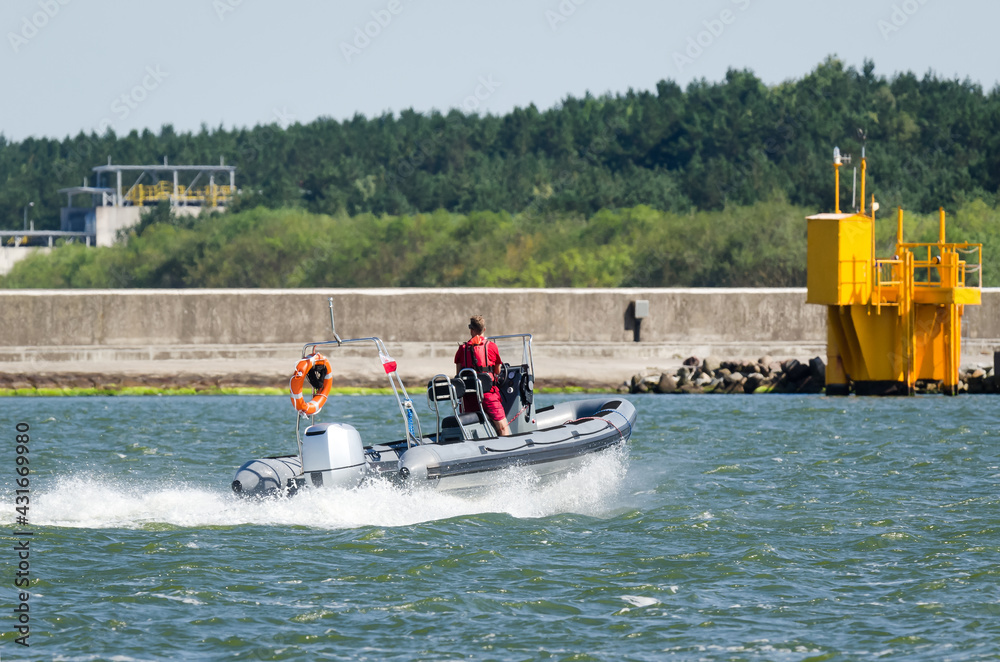 Fototapeta premium LIFEGUARD - Sea patrol on a fast boat