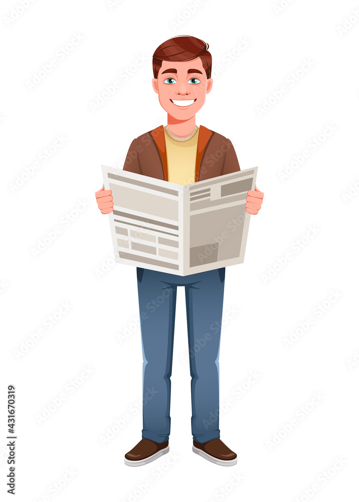 Young businessman cartoon character in flat style