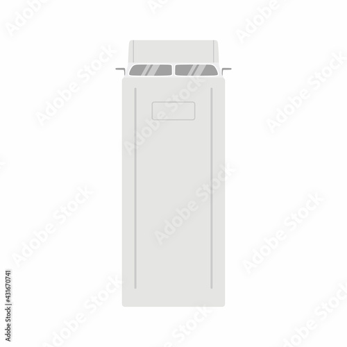 Food truck vector flat illustration for advertising, corporate identity. Delivery vehicle van with view from top in cartoon style. Street and fast food truck, drink, dessert, steak, burger
