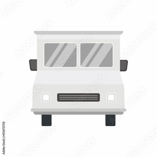 White food truck with front...