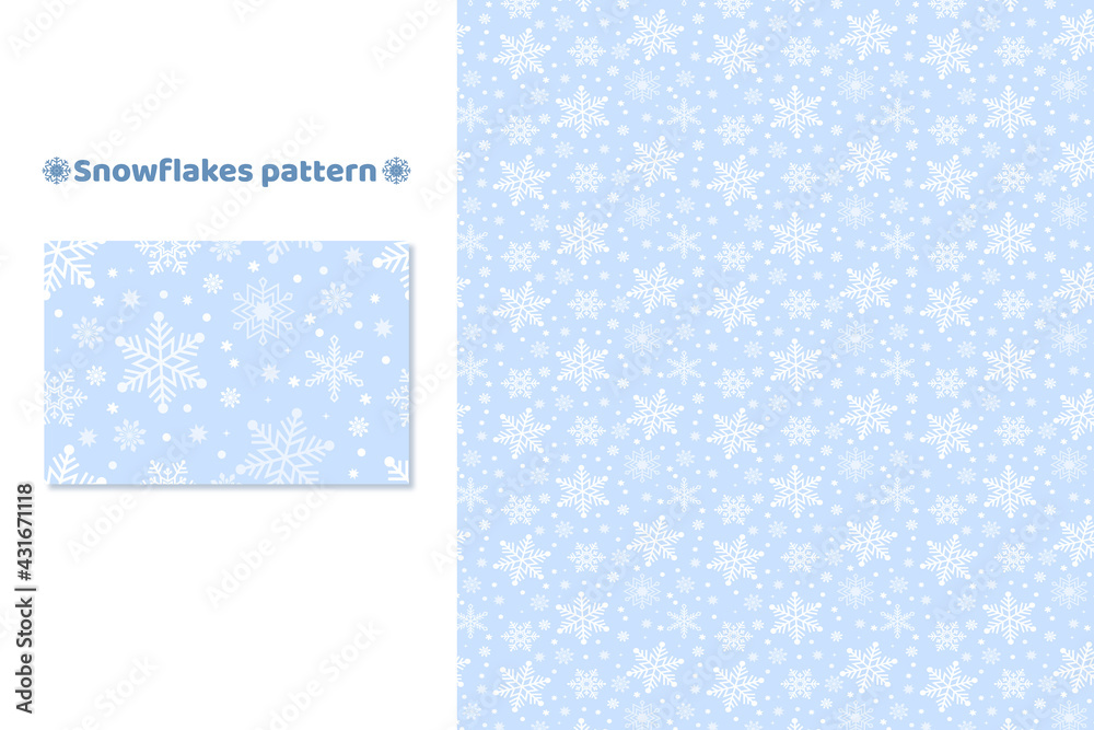 Light blue christmas background with snowflakes. Vector