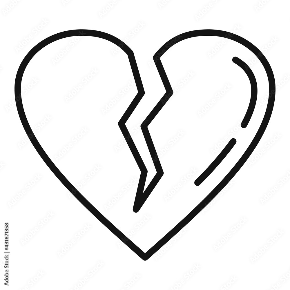 Teen problems heartbrake icon, outline style Teen problems heartbrake icon, outline style
