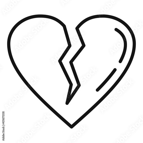 Teen problems heartbrake icon, outline style