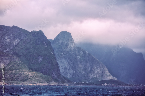 View of the Lofoten Islands from the ferry going from Moskenes to Bodo