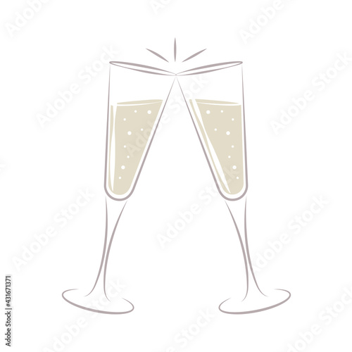 toasting with champagne celebration design on white